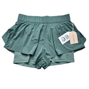 Blogilates Ruffle Shorts Women L NWT Pockets No Front Seam Pilates Workout Yoga